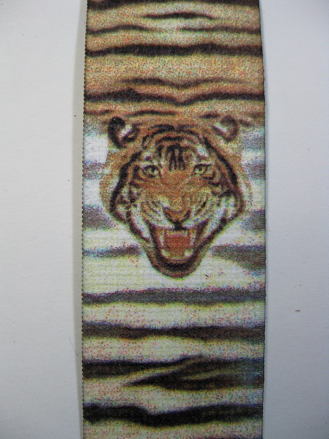 WILDLIFE TIGER Button On.1 1/2"x 60" "Y" Style Leather Ends. Entirely Stretchable Hand Washable and Hang to Dry Cotton/Polyester Material. YB-PB130N60WLTG